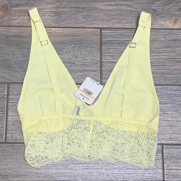 NWT $38 Free People Teegan Bralette Yellow XS S M Longline Soft Bra Daybreak - Picture 5 of 11